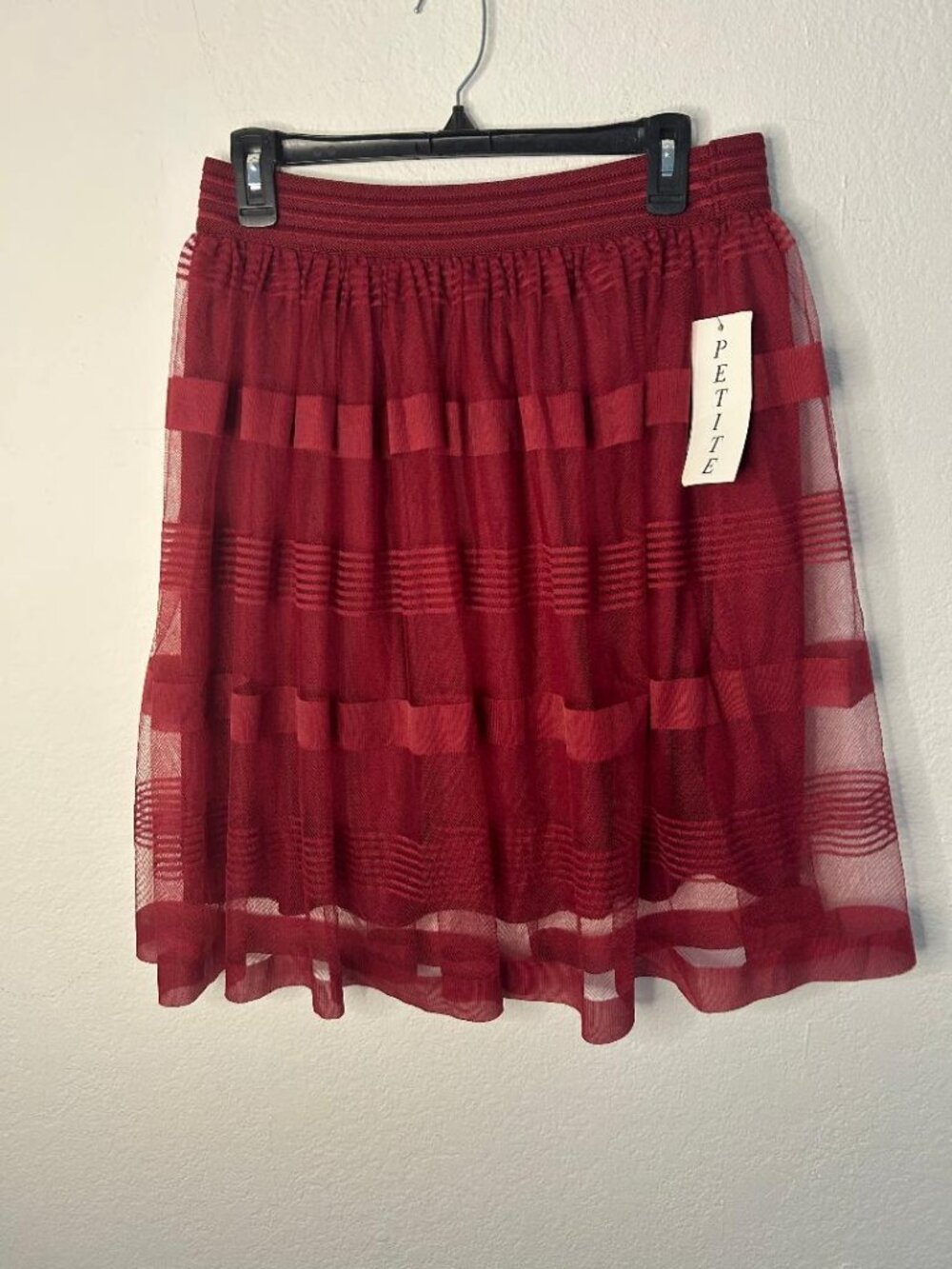 Burgundy Cottagecore Lace Trim Flare Skirt Petite XL Metrowear